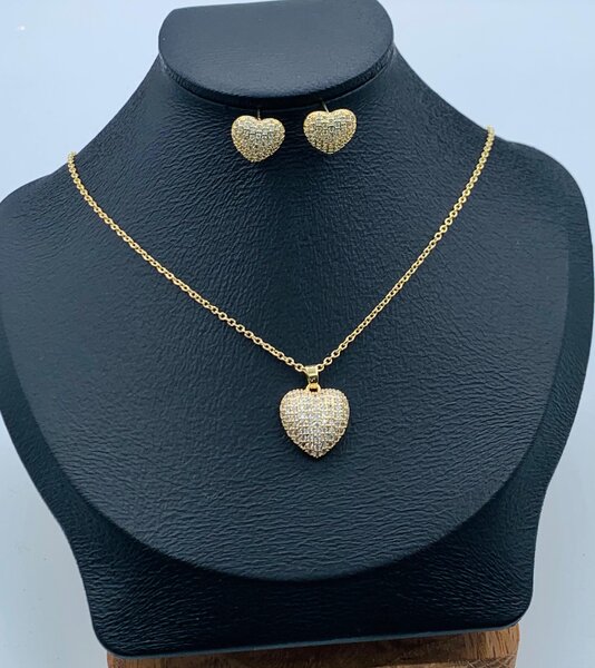 Heart necklace with matching earrings