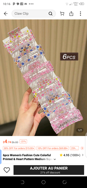 Pinces à cheveux colorées 6pcs