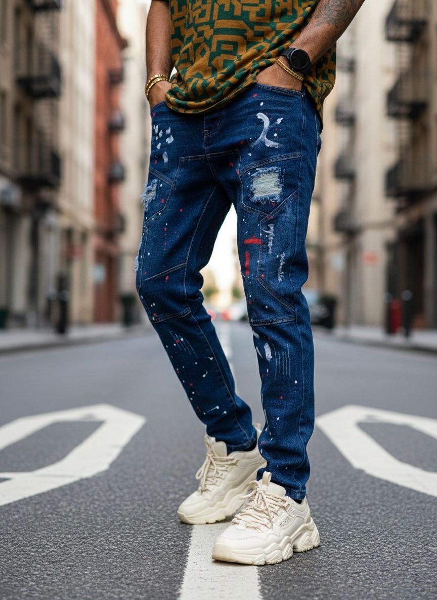 Jeans homme déchirés et décontractés