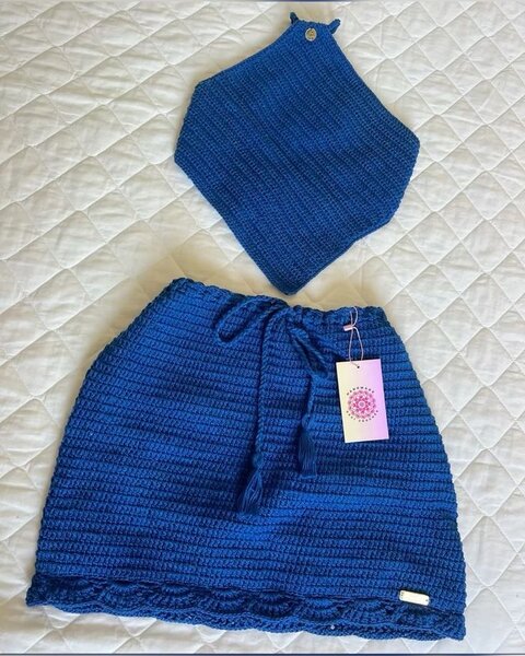 Ensemble crochet bleu élégant