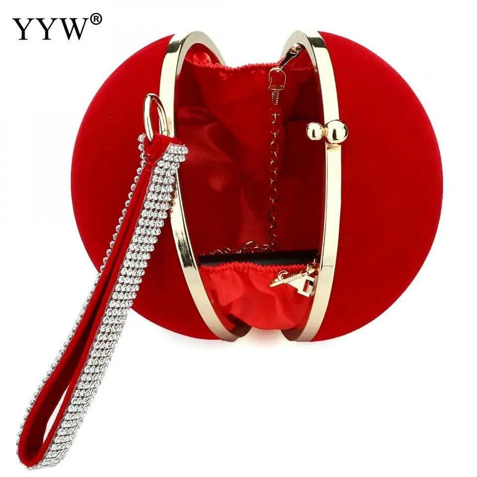 Pochette ronde velours rouge