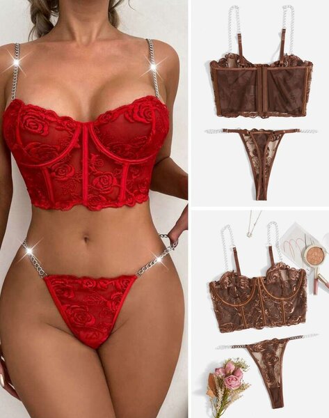Ensemble lingerie dentelle florale