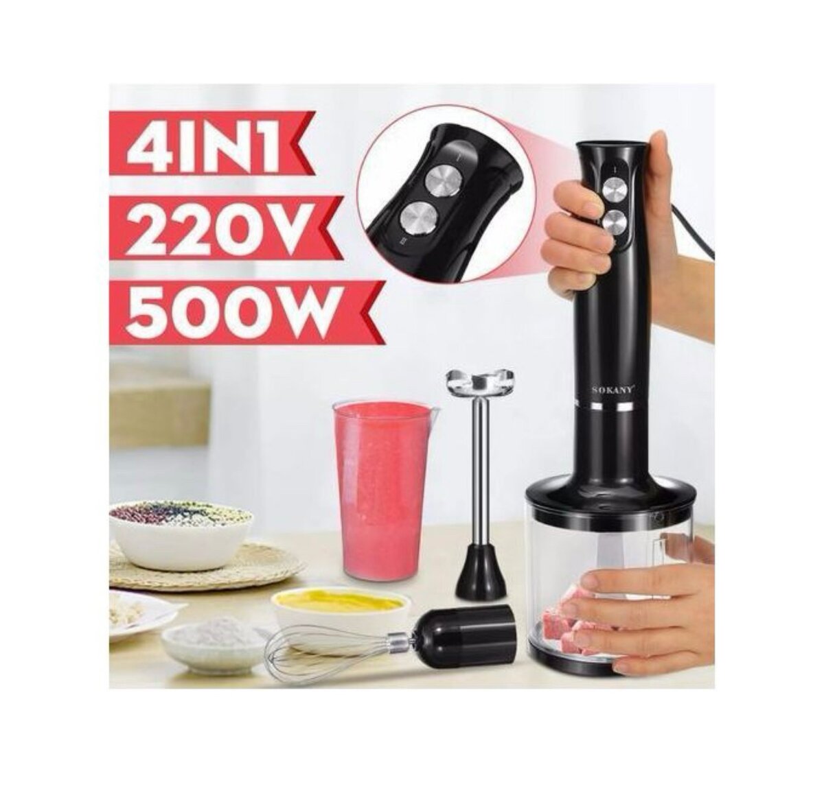 Sokany Mélangeur Plongeant Multifonction 4 En 1