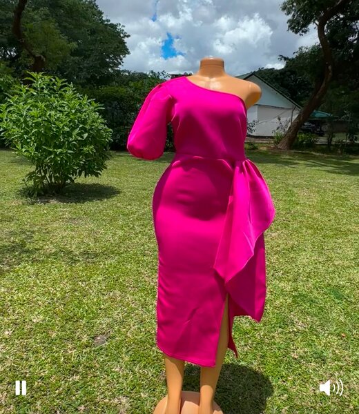 Hot pink evening dress