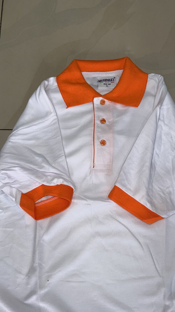 Polo orange et blanc unisexe