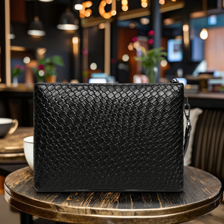 Pochette en cuir tressé