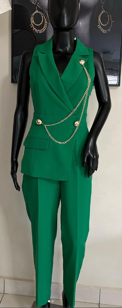 Costume femme vert sans manches
