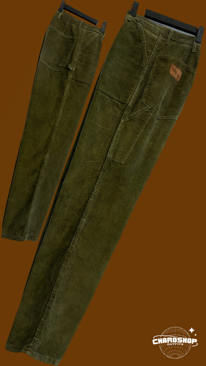 Pantalon cargo en velours vert