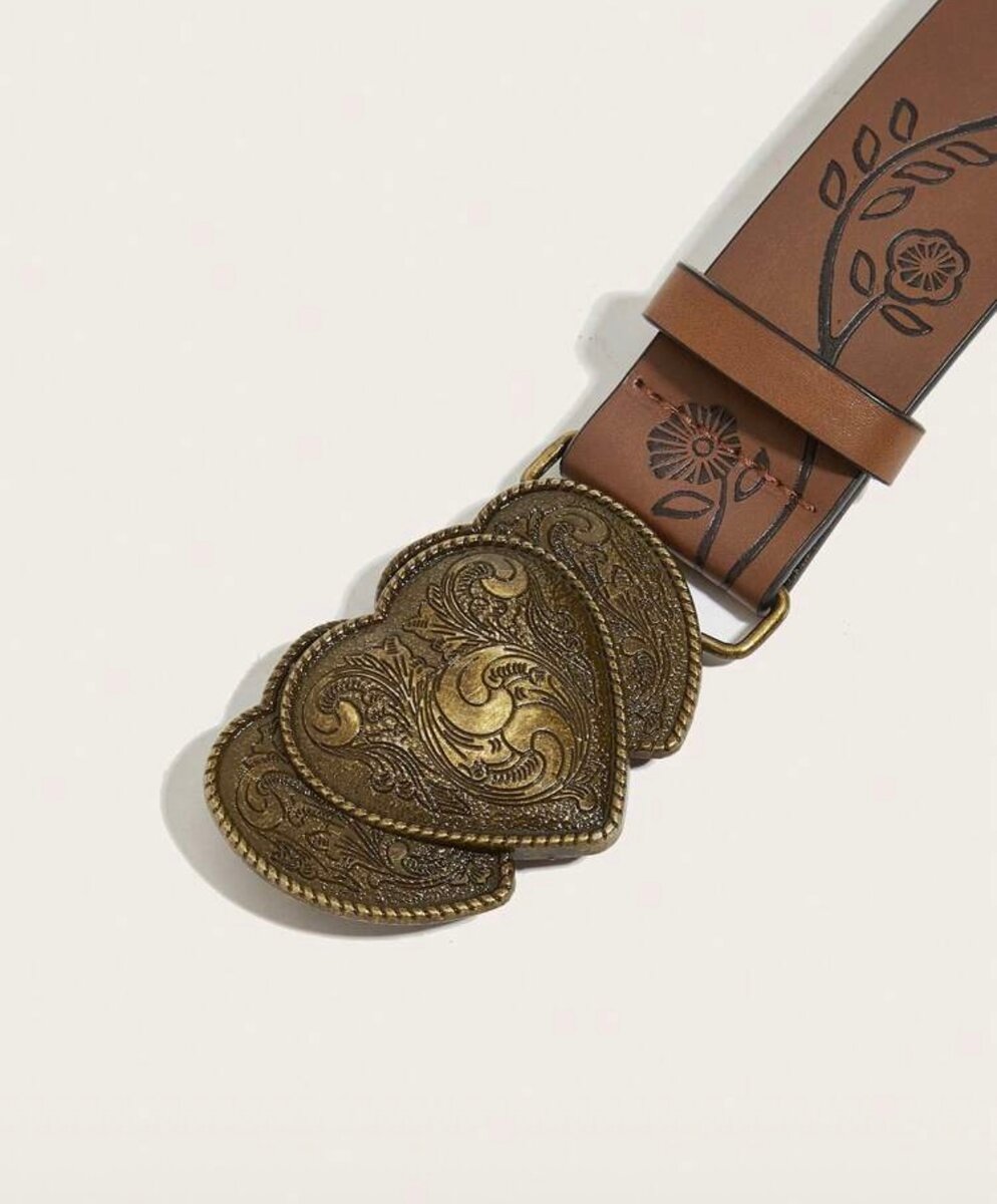 Ceinture cuir boucle coeur