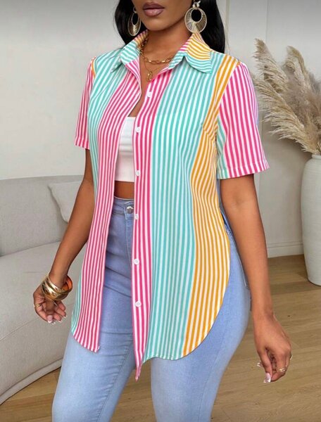 Chemise rayée multicolore élégante