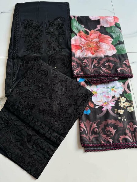 Ladies Embroidery unstitched viscose dress