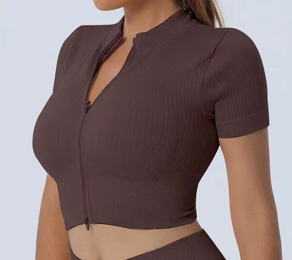 Top court en coton zippé