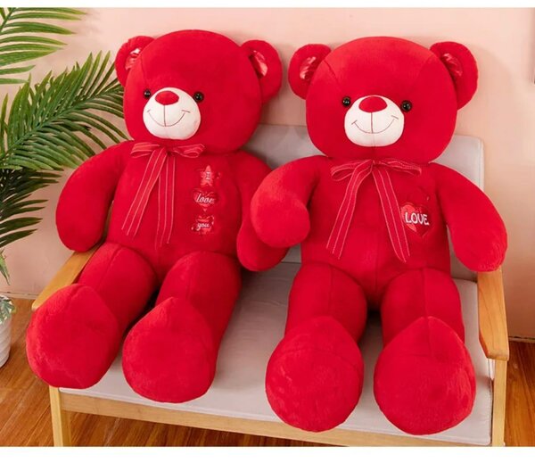 Gros ours en peluche rouge avec Love