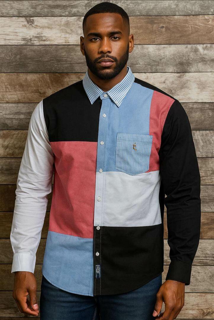 Chemise Homme Patchwork Élégante
