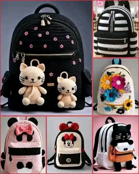 Sac à dos tricoté pour enfant avec décor mignon