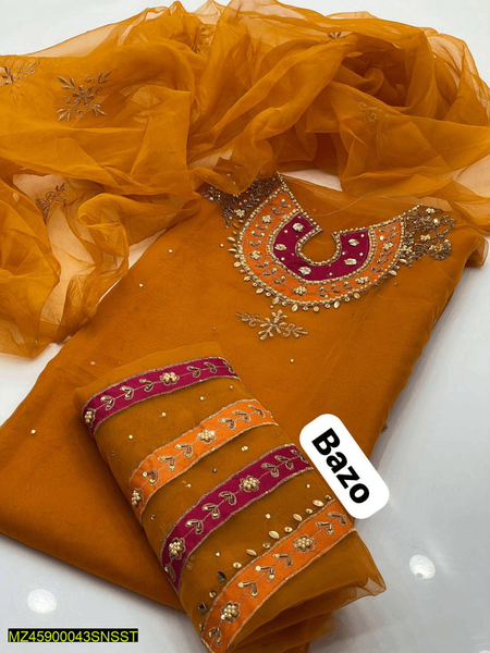 *Product Name*: 2 Pcs Women's Unstitched Organza Embroidered