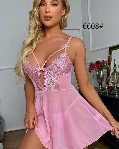 Nuisette en dentelle rose
