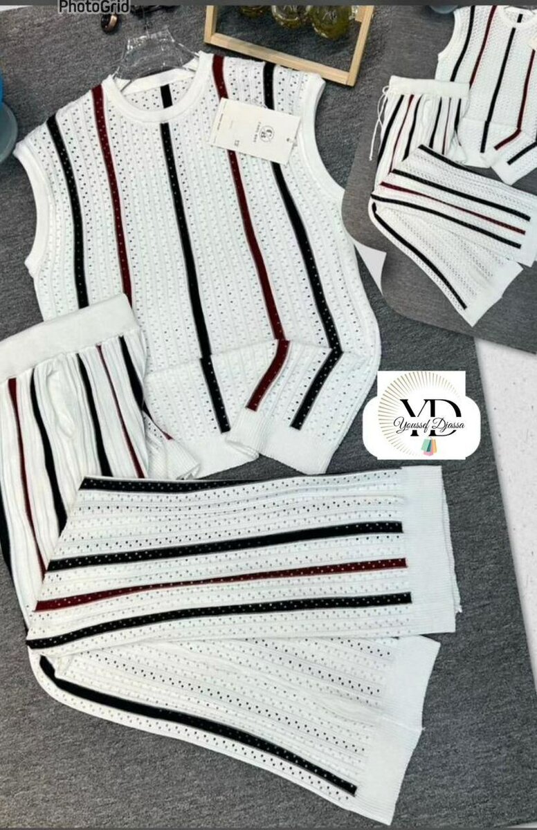 Ensemble tricoté rayé élégant