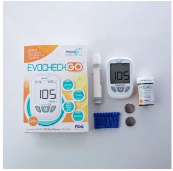 EVOCHECK GO GLUCOMETER WITH 1о FREE STRIPS + 2о LANCETS + 2о ALCOHAL SWABS