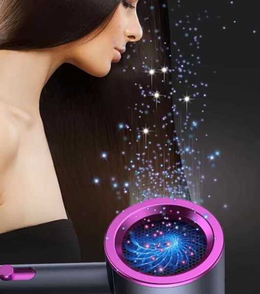 Sèche cheveux professionnel silencieux avec buse rotative