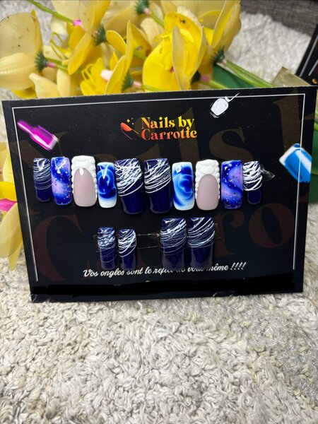 Nail Art Set Bleu et Blanc