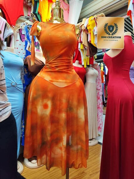 Robe élégante orange été
