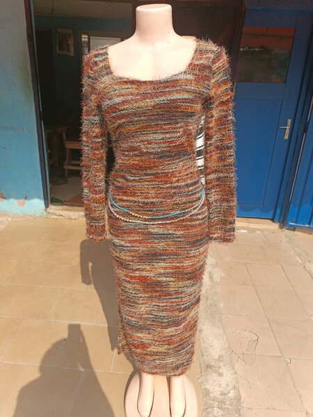 Robe tricotée multicolore pour femmes