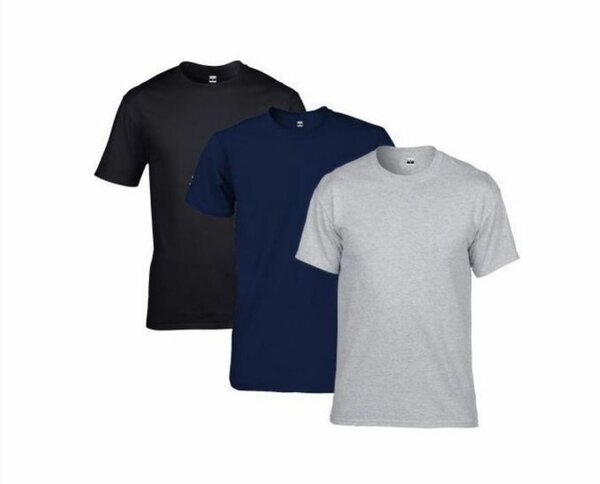 Short sleeve round neck shirt - Navy Blue/Black /Grey