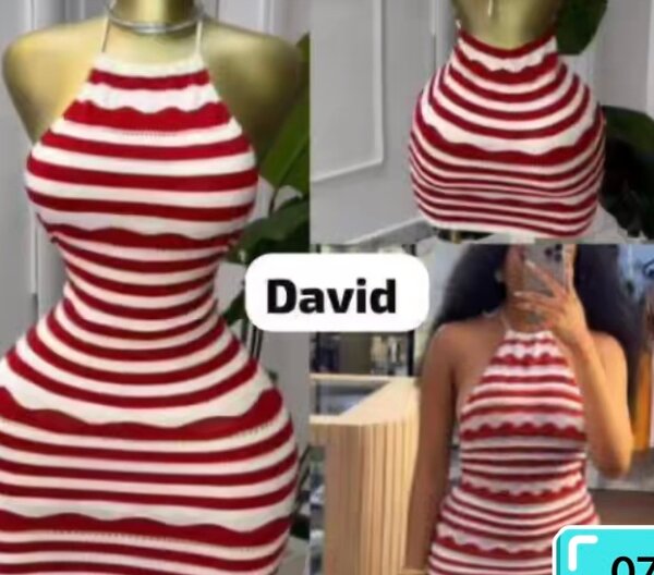 Robe rayée rouge et blanche