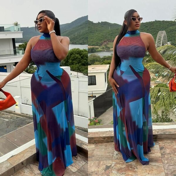 Robe longue élégante multicolore