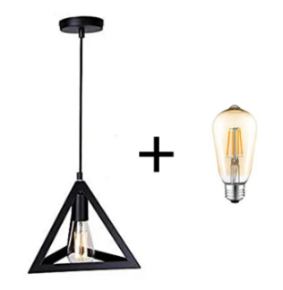 Triangle Shape Hanging Light - Hanging Lamp - Ceiling Light - Pendant Lamp - Pendant Light - With Retro E27-ST64 Edison Bulb - Filament Bulb - LED Light
