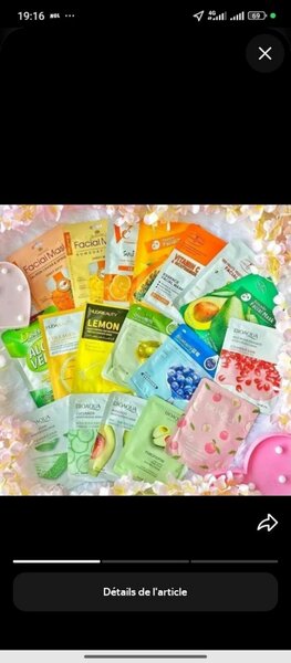 Masques de visage hydratants - Sachets individuels