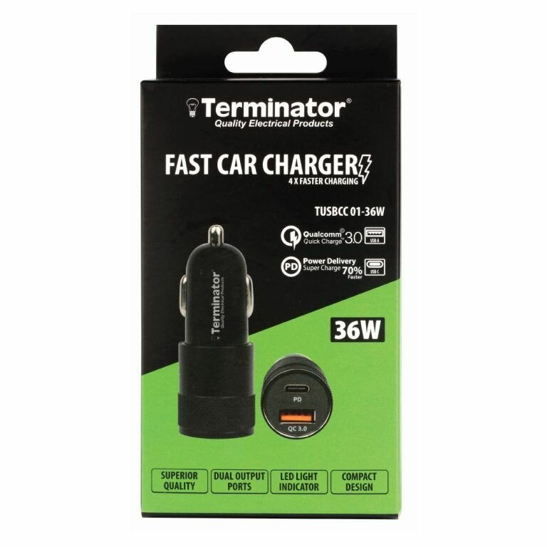 USB Car Charger with 36W Fast Charging USB-A (QC3)
