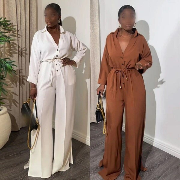 Chic combinaison en soie, bleu , marron et blanc M L XL XXL