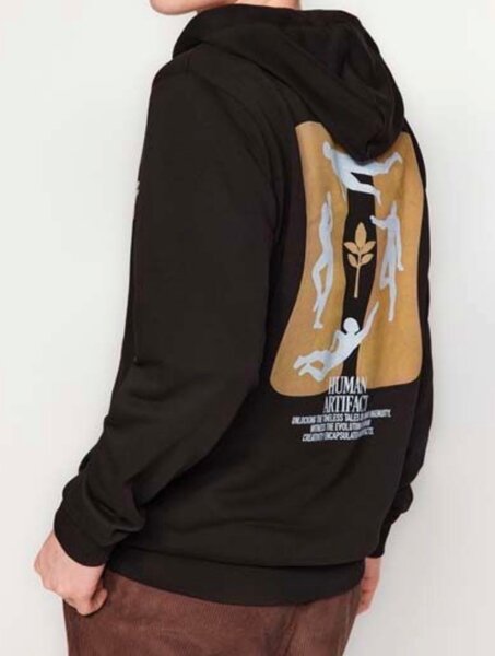 Sweat à capuche imprimé noir