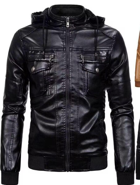 Veste en cuir noir homme