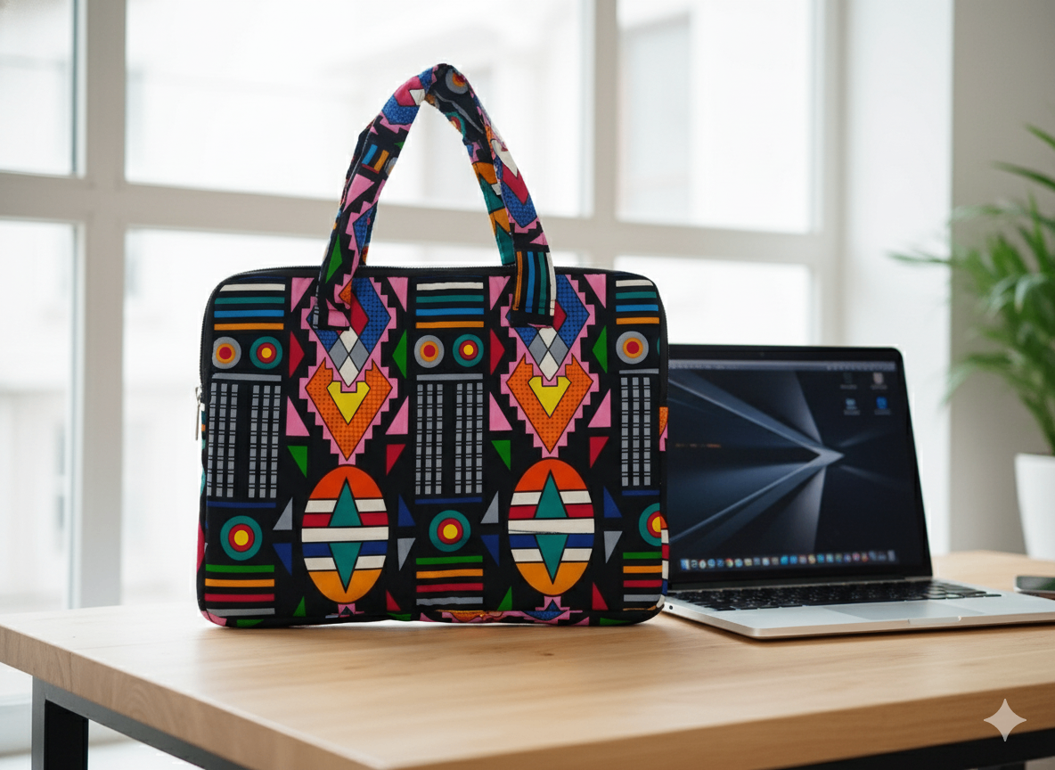 Sac ordinateur en pagne