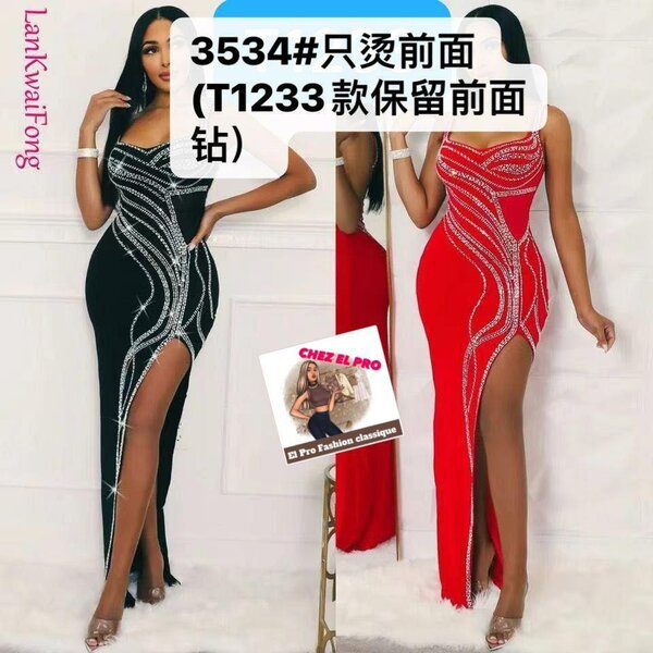 Robe soirée pailletée fendue