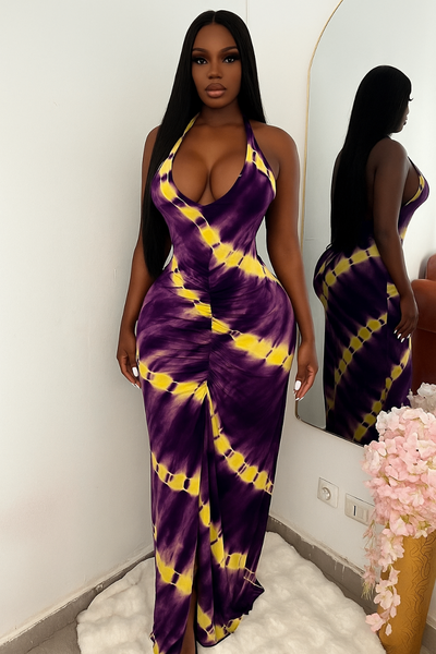 Robe dos nu tie-dye polyvalente