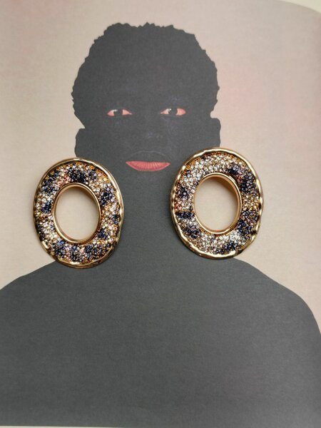 Boucles d'oreilles ovales strass