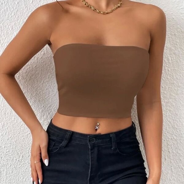 Top bandeau femme marron