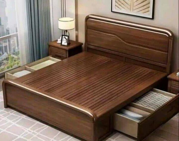 Lit en bois avec rangement