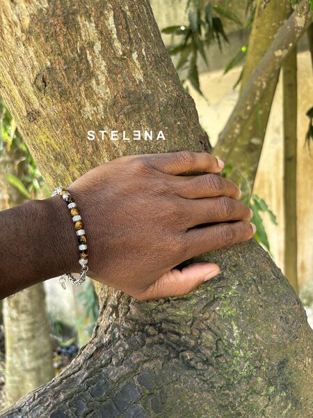 Bracelet œil de tigre , acier