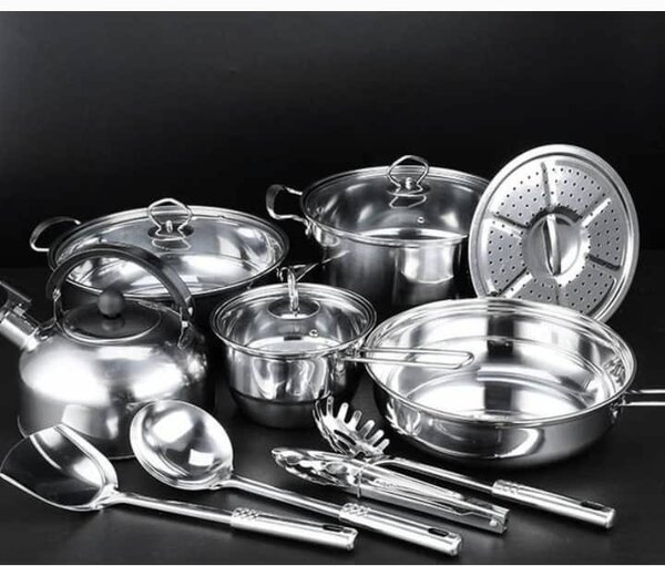 14Pcs Cookware Set Stainless Steel