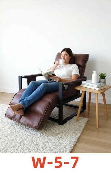 Chaise longue relaxante en cuir