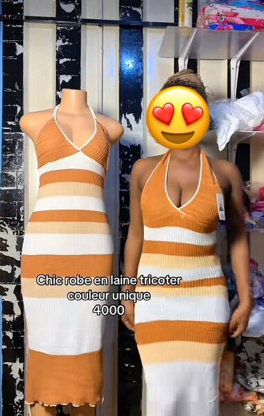 Robe en laine tricotée chic