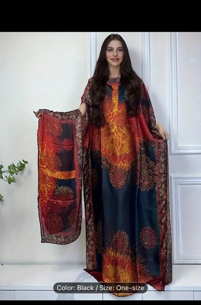 Black Orange Floral Maxi Dress