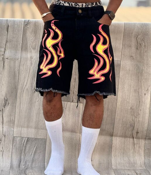 Shorts en jean à motifs