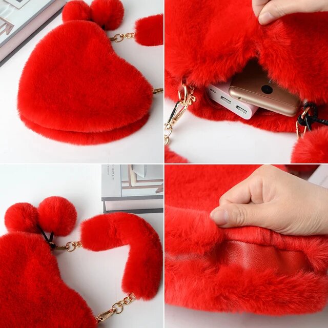 Fluffy Heart-shaped Bag