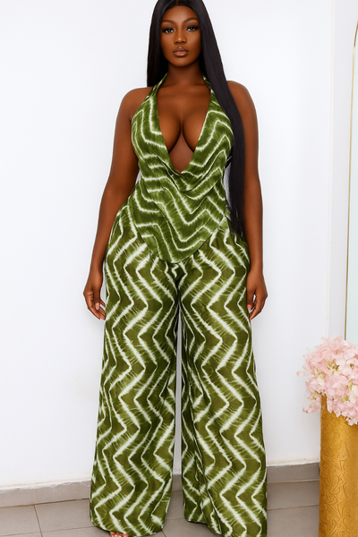 Ensemble chic verte zigzag